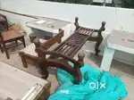 Wooden Frame glass dining table