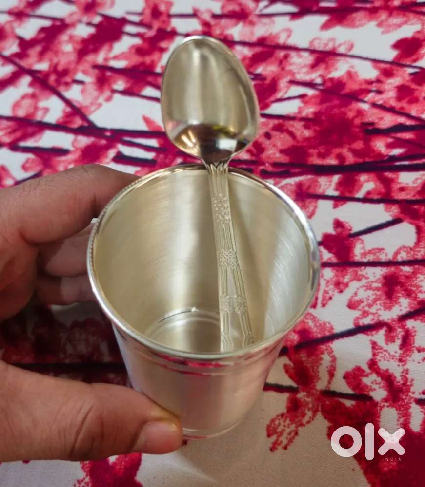 Pure Silver Glass and Spoon 925 Purity with Bill