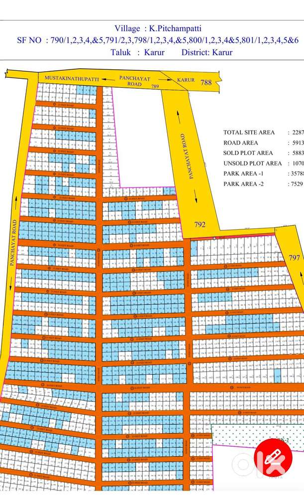 Plots, 1200 sqft , North facing, 500000, karur,