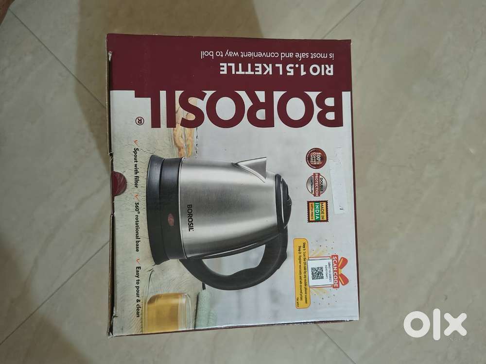 Borosil rio 1.5 L ss kettle Electric Kettle (1.5L, Steel, Black)