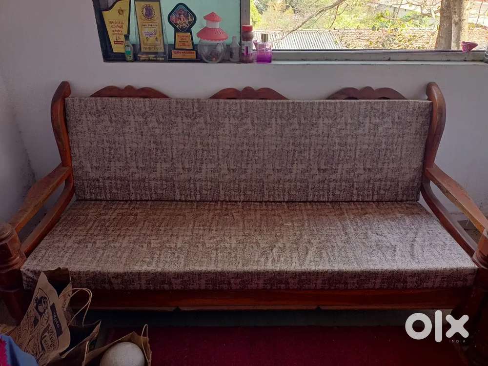 6 seater wood sofa