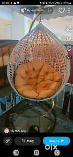 Single seater swing chair with stand and coushion