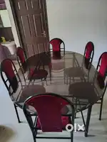 6 seater dining set with chairs and sofa and teapoy