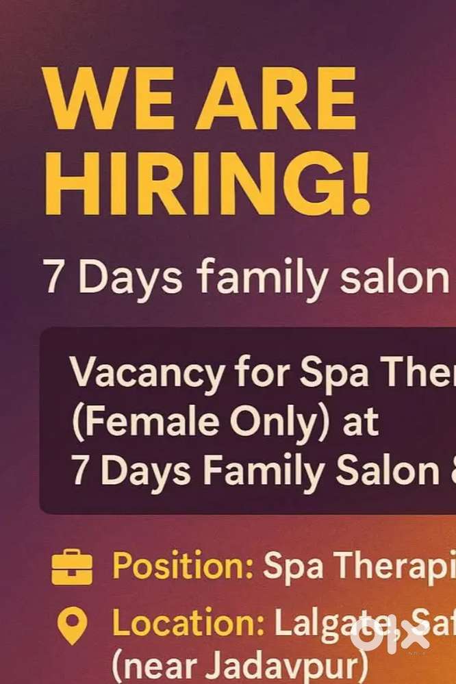 Need experience therapist for my spa.