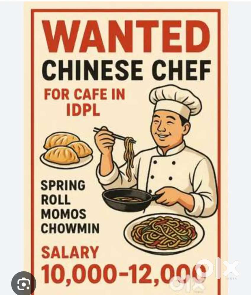 Need chef who knows to cook Chinese food items