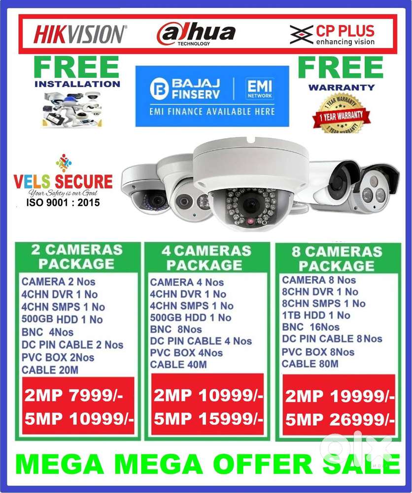 MEGA   DECEMBER MONTH  SALE  2MP  DAHUA or CP PLUS or HIKVISIO