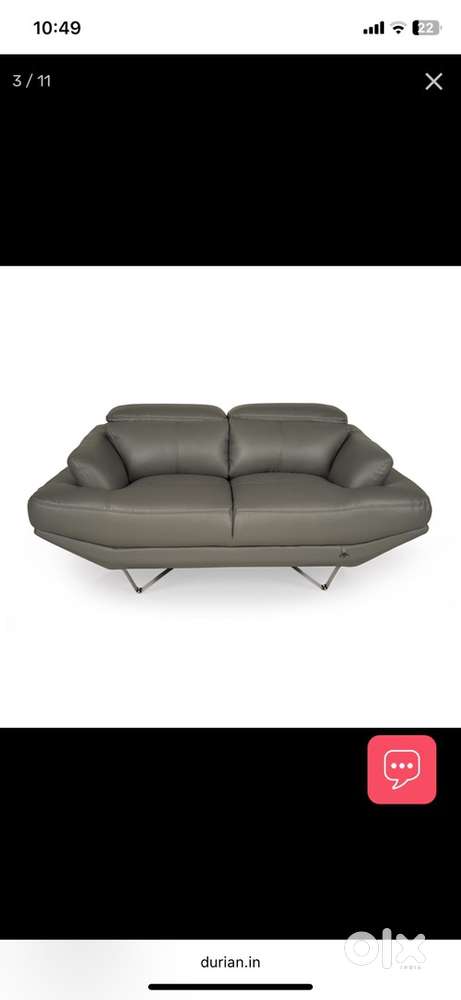 Durian 2 seater leatherette sofa with adjustable headrest