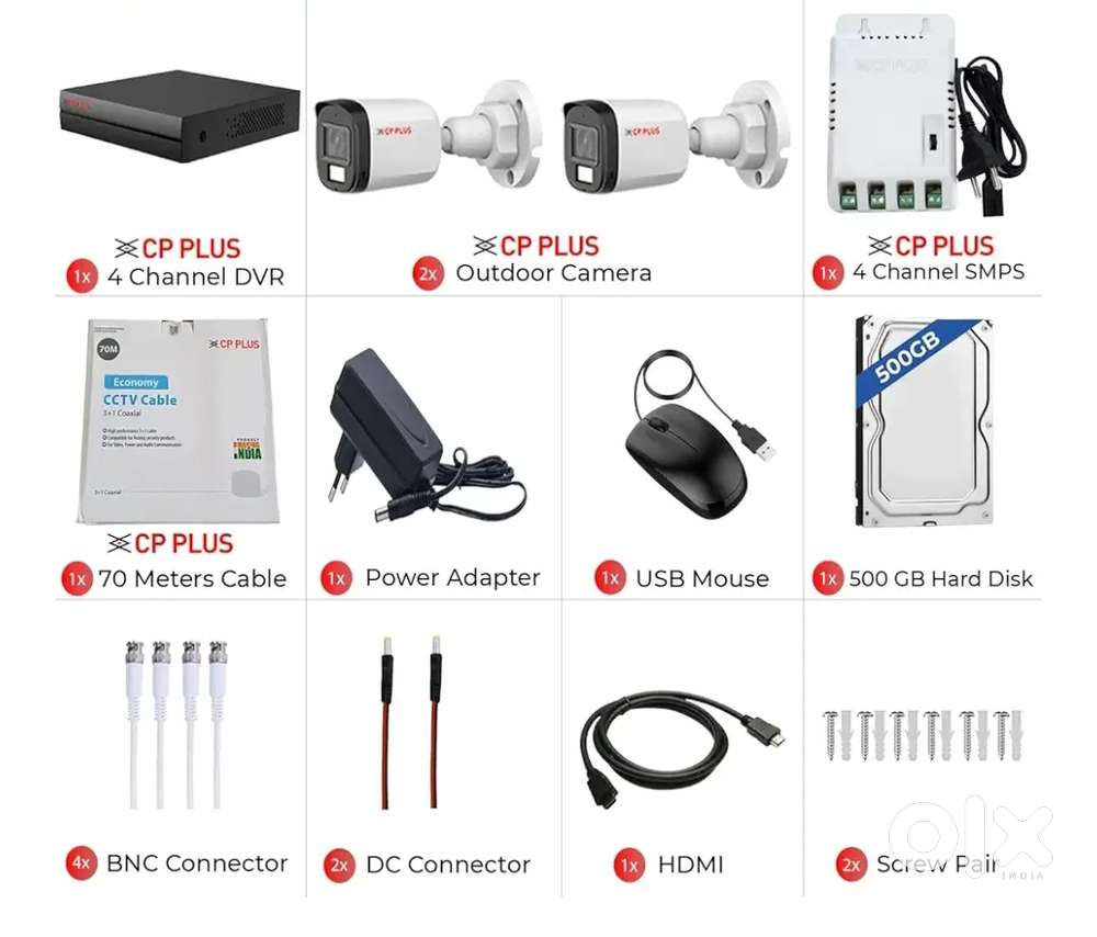 2 camera with dvr harddisk and wire cable