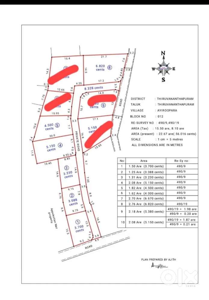 3/4/5/6 CENTS House Plots For Sale in Chenkottukonam