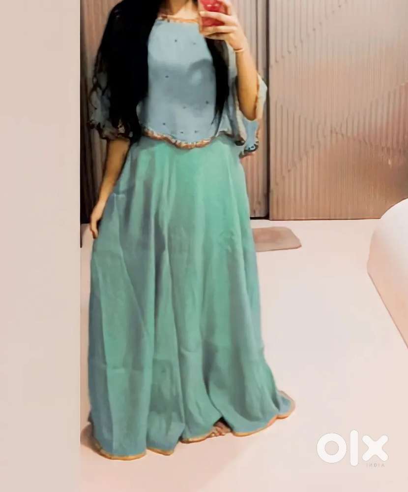 Super beautiful and elegant gowns ponza green color and pink gown