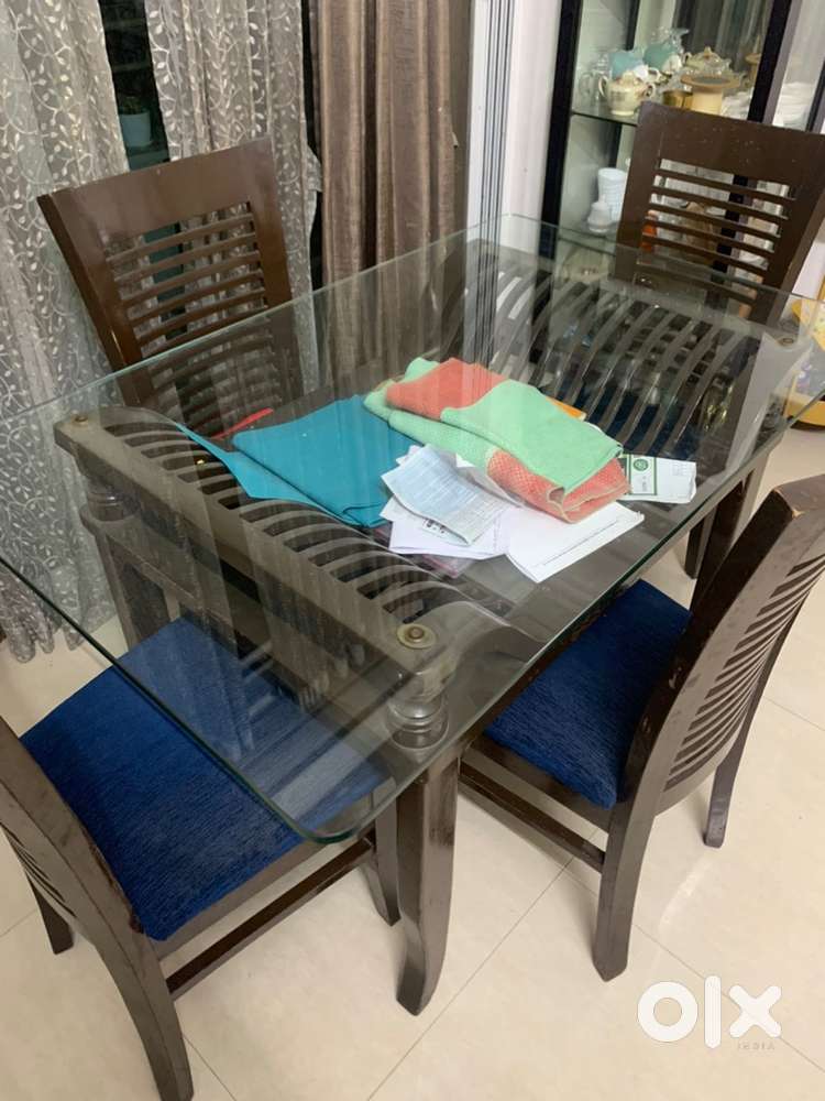 Dining table chairs show case cabinet