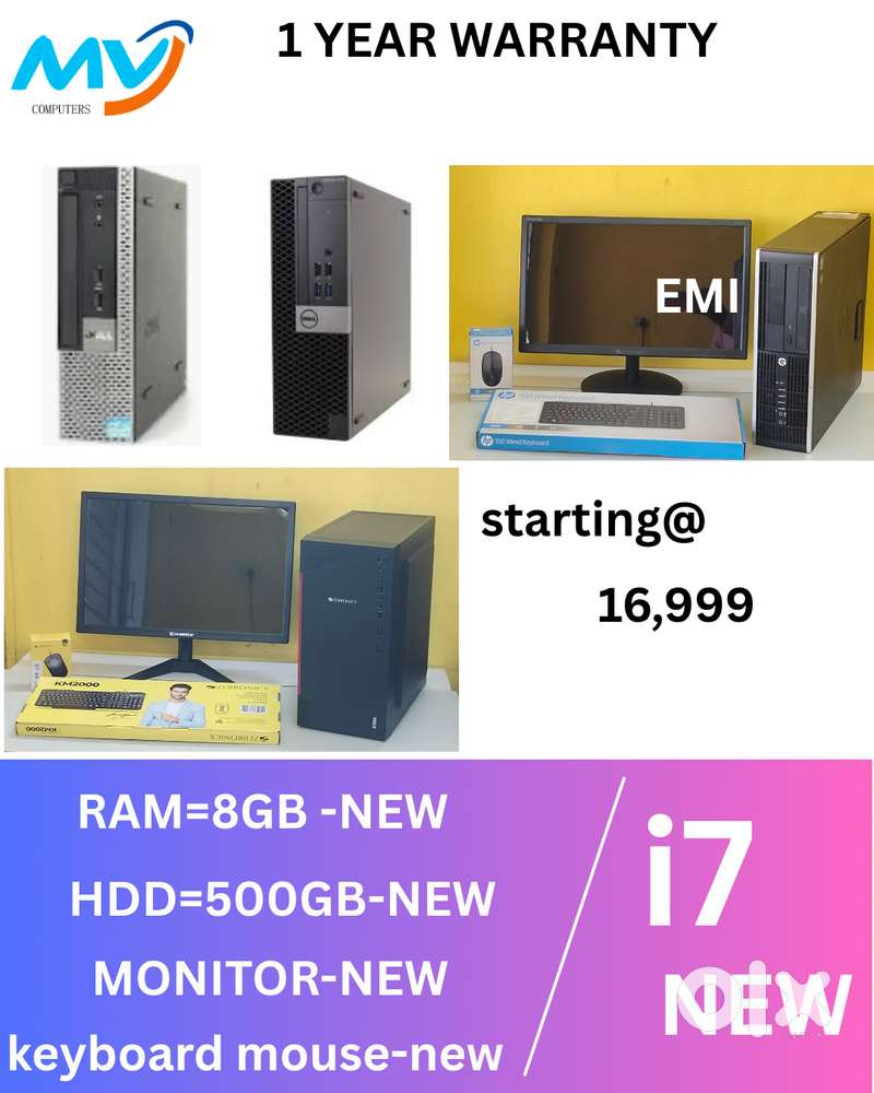 Full Set  CPU - Branded  Ram - 8GB DDR3  Hard disk - 500Gb  Keyboard