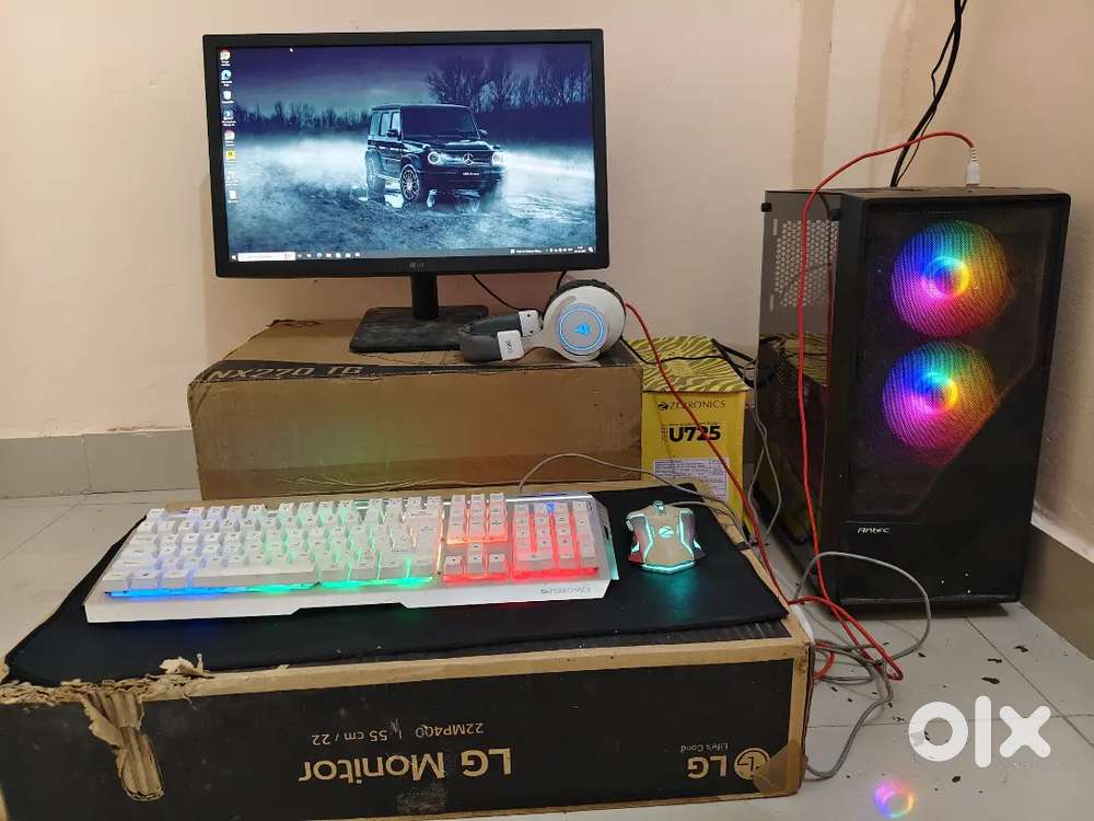 Gaming PC FullSetup Ryzen3+B450M+8GB RAM+22 LG Monitor+RGB Accessories