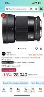 Sigma 30mm 1.4 lens and Sony 16mm 2.8 lens for Sell