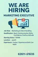 We Are Hiring – Marketing Executive in Pandri