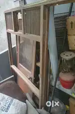 Office Cabin Frame, Door with Glass Ply & Teak Wood - Solid Condition