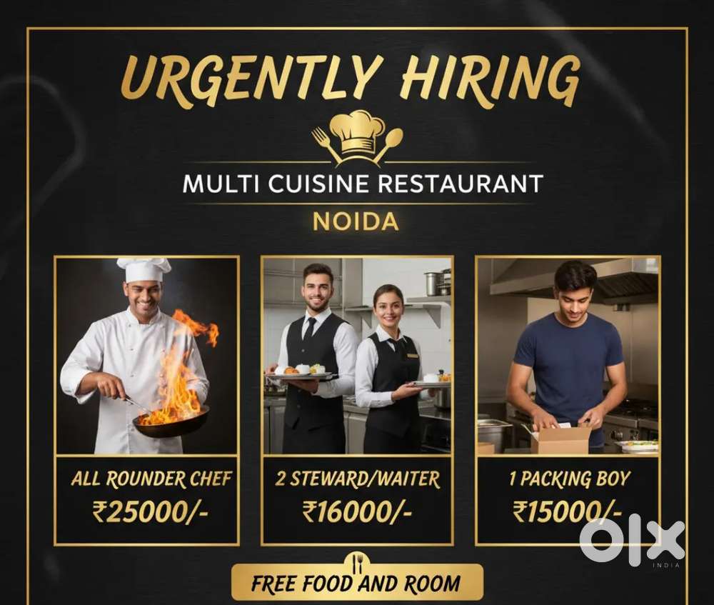Urgent vacancy for All Rounder chef, waiter, packing boy