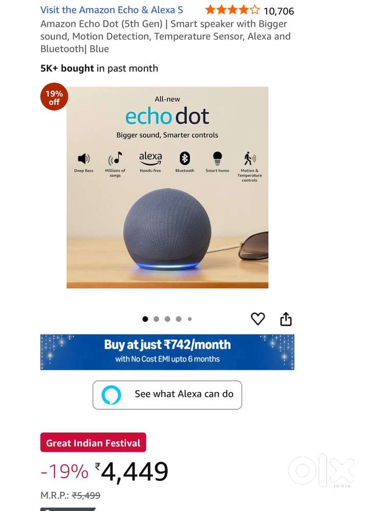 Amazon Echo Dot (5th Gen) #Box Pack # Not Used