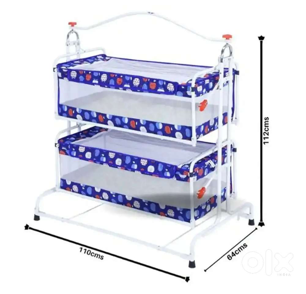 Twins baby cradle, palna with adjustable height, swing lock with net