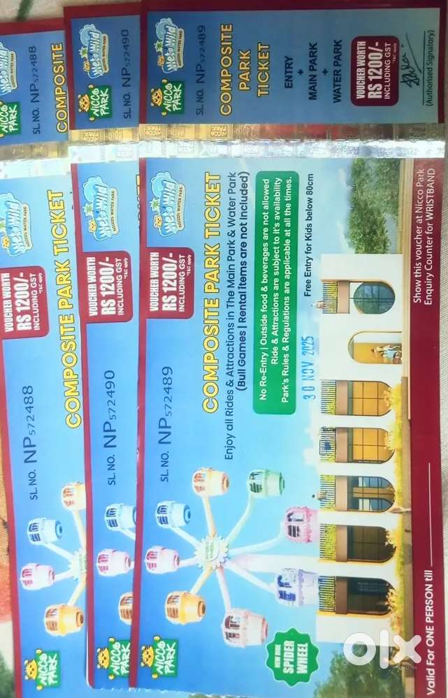 Nicco pass Water and main park all rides unlimited