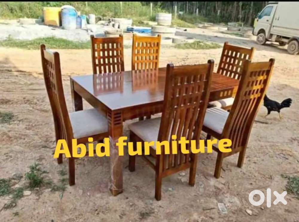 Latest assam teak wood dining table 6 chairs 3 year warranty