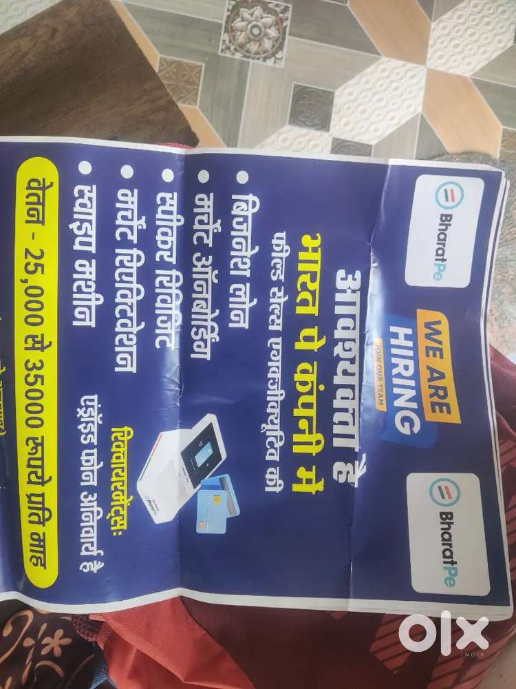 Bhart pe ( upi ) new vecancy, field sales work, QR ,survey , speeker