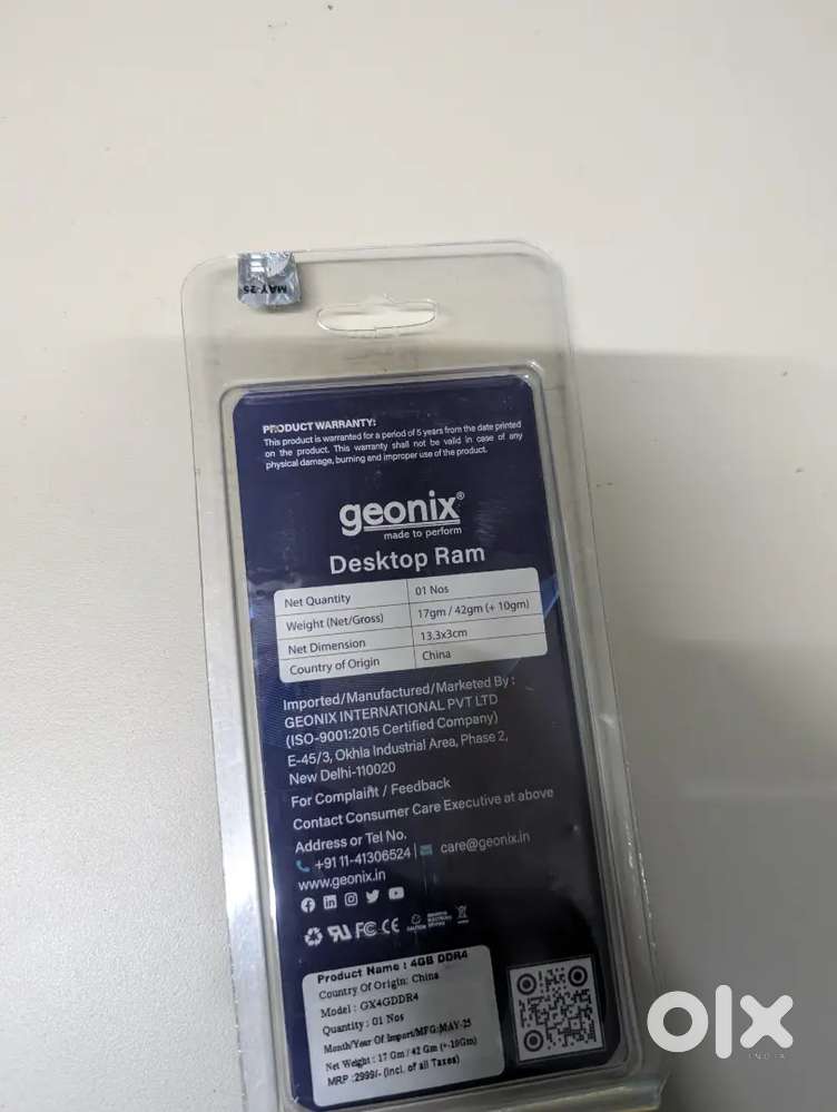 Geonix Desktop RAM, 4 GB DDR4, Frequency-2400T Mhz