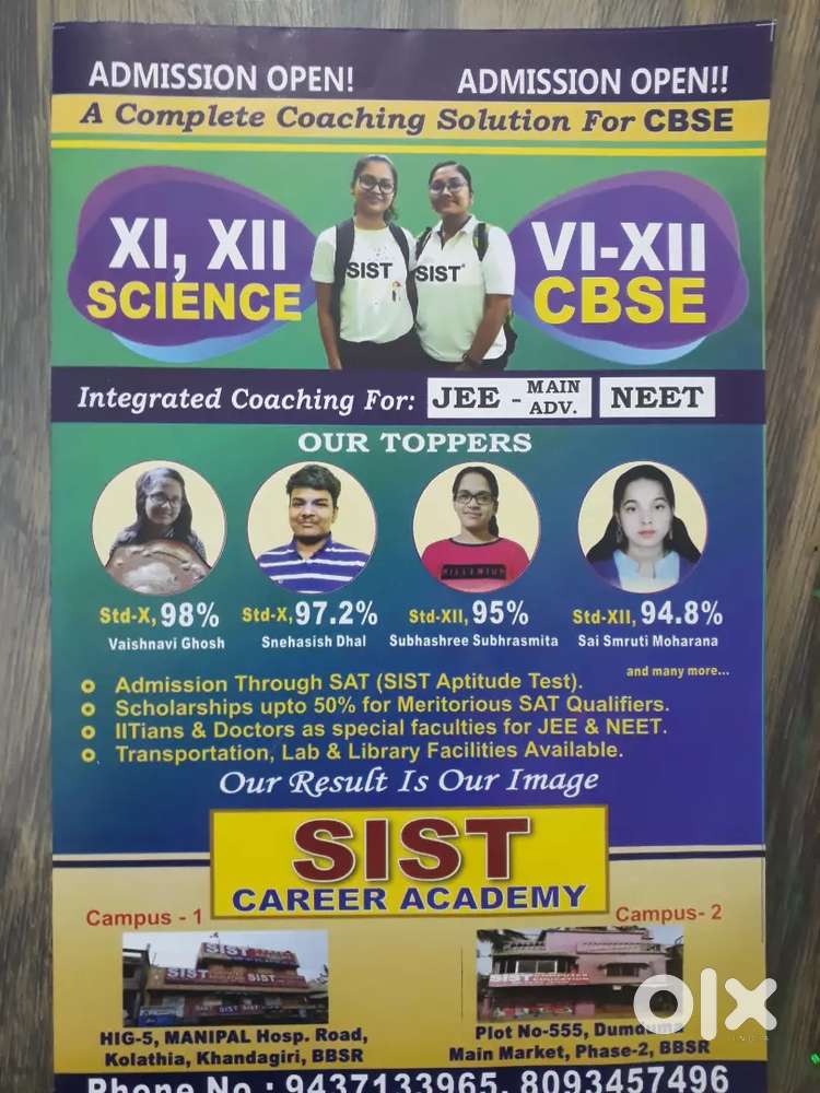 PGT Chem, Bio, Phy, TGT Maths, Sc, Eng, SST required