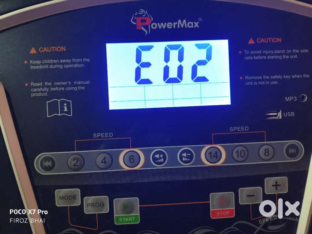 Power Max treadmill Max user waight 115 kg