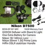 Nikon D7500+2 Lens+Stabilizer Handle+Full Light+Flash and More