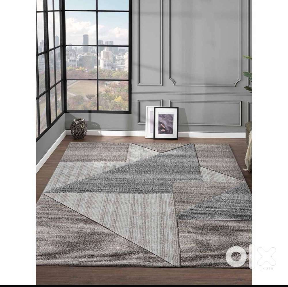 OBSESSIONS Polypropylene Geometric Carpet – Brown & Grey (5x7 ft)