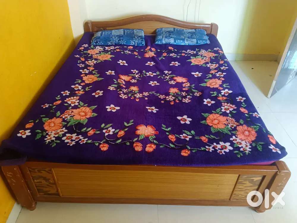 1.Bed with mattress 2.Two plastic chairs 3.one wooden  table