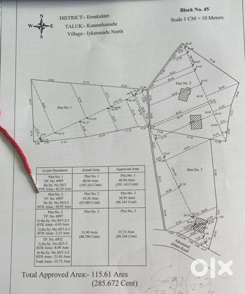 2.86 Acers Plot for sale at  Kadayiruppe , Puthen Kuriz