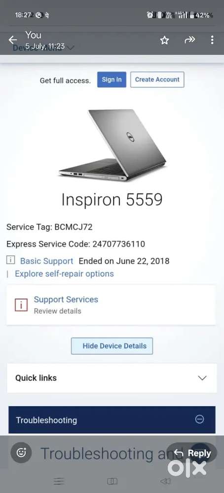 dell 5559 laptop display orignal