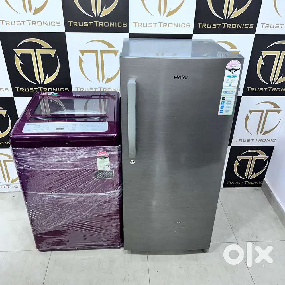 210ltr Grey haier single door fridge & whirlpool 6kg washing machine