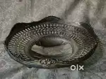 Antique pure brass solid heavy silver plated fruit bowl