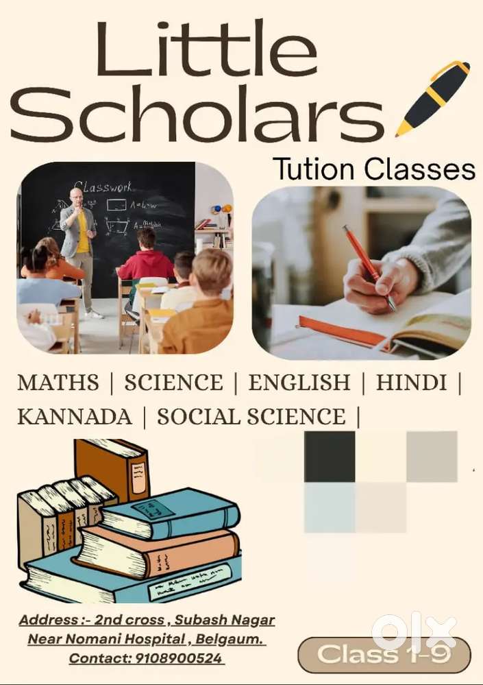 Tution classes for students from 1-9 std with all five subjects