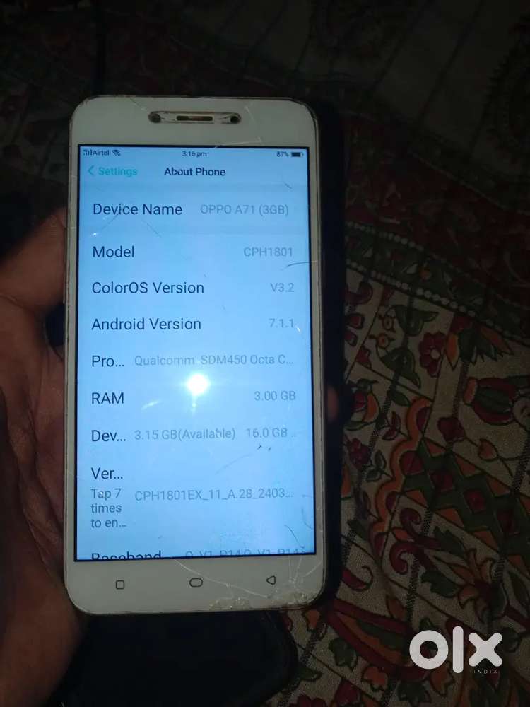 Oppo mobile ok condition 3gb ram 16 gb storage