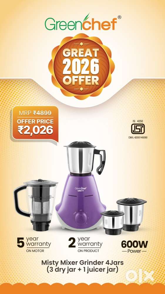 Brand New Misty 4 Jars Mixer 5 Years Warranty MRP-4899