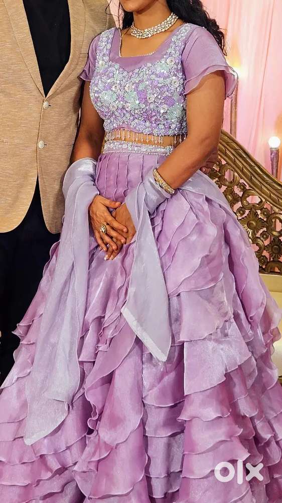 Stunning lavender flared lehenga for sale