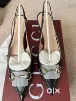 Gucci Horsebit Slingback Pumps in Black Leather