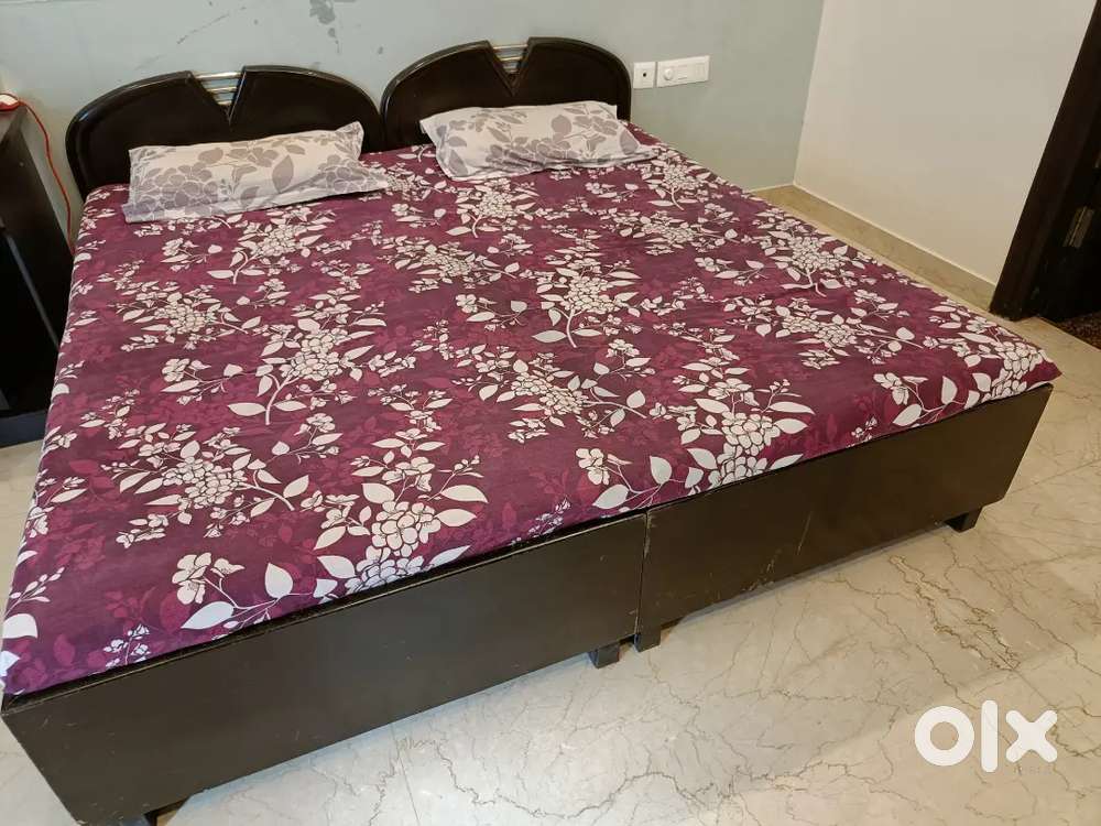 2 Single Beds (6x3 ft) with Storage & Mattresses