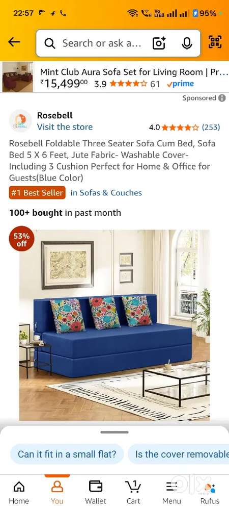 Bed, Century 6 inch diwan size ortho mattress and sofa cum bed