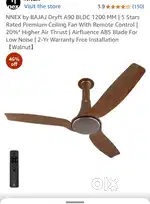 NNEX by BAJAJ Dryft A90 BLDC 1200 MM  5 Stars Rated Premium Ceilin
