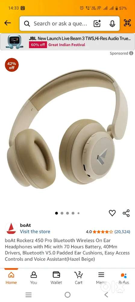 boAt Rockerz 450 Pro Wireless Headphones – Brand New