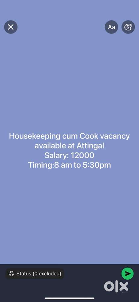 Housekeeping cum cook