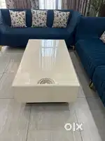 Marble top coffee table and 2 seater bench with cushions