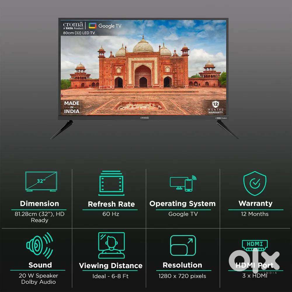 Croma 32 inch HDReady LED Smart Google TV–Unused Open Box  Best Deal