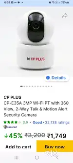 Cp plus wifi camera 3 mp new sealed pc abi rate 1750 h less rate 1500