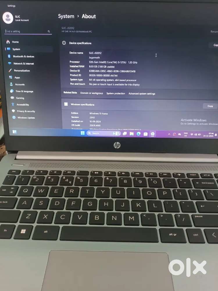 HP 240, 12th Gen i3-1215U 1.20GHz